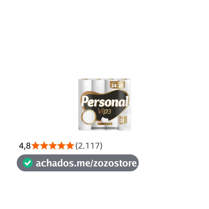 Personal Papel Higiênico Vip Folha Tripla, 24 Rolos De 20M