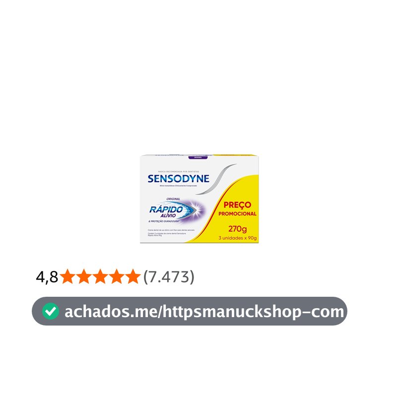 Sensodyne Creme Dental para Sensibilidade Rápido Alívio e Proteção Duradoura com Flúor, Leve 3 e Pague 2, Alívio Instantâneo, 90g cada