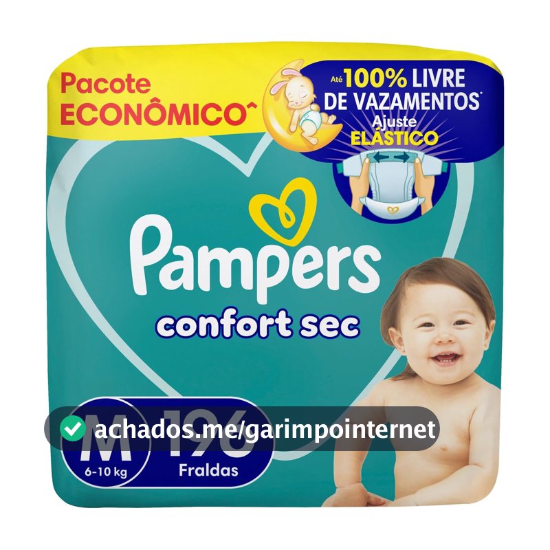 Fralda Pampers Confort Sec Tamanho M 196 Unidades