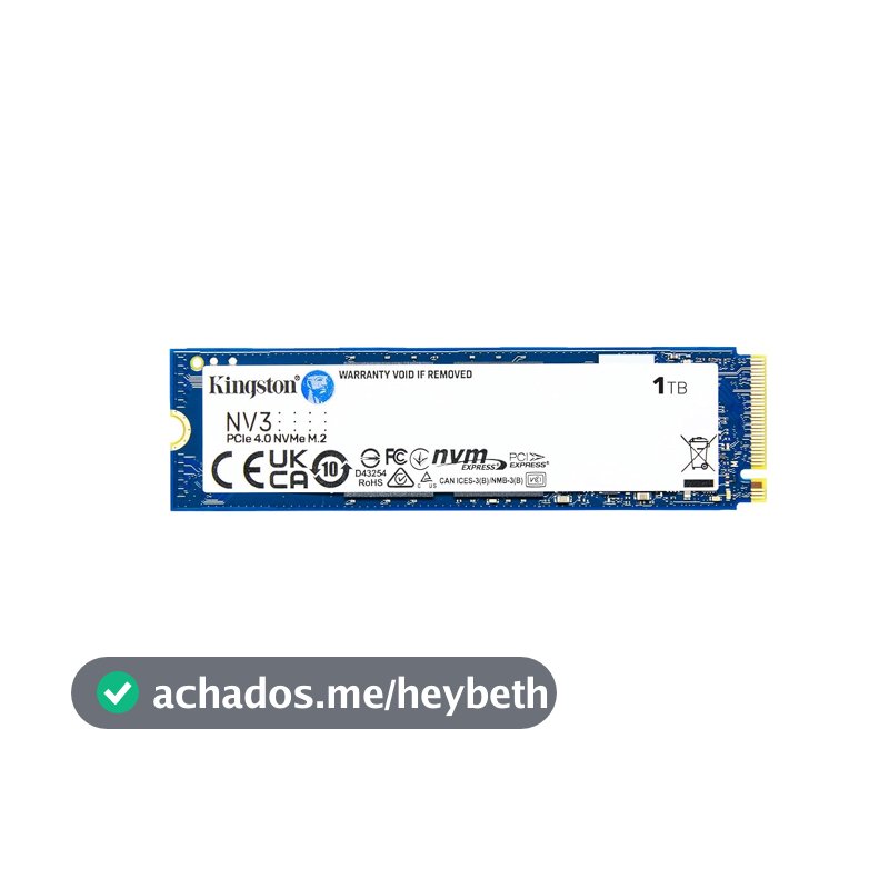 SSD Kingston NV3 1TB M.2 2280 NVMe Gen4, Desempenho e Eficiência para Upgrade de PC – SNV3S/1000G