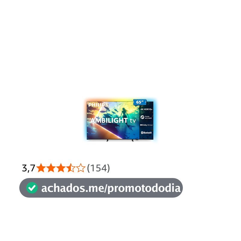 PHILIPS, Smart TV Ambilight 65" 4K, Titan OS, 65PUG8100/78, Comando de Voz, HDR10+/Dolby Atmos, VRR/ALLM, Bluetooth