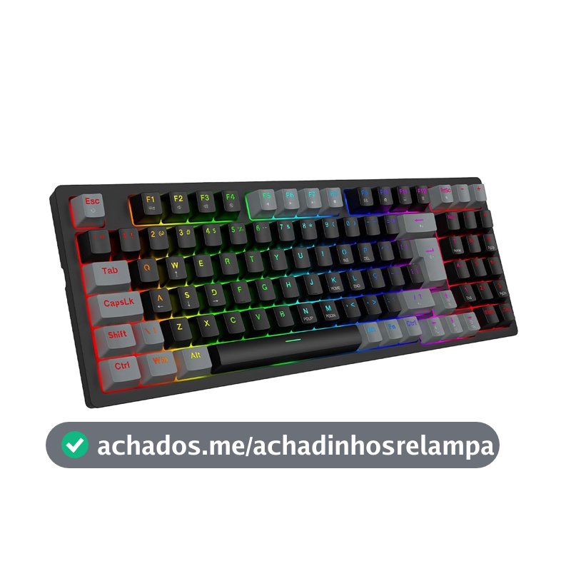 Teclado Mecânico Gamer com Fio 95 Teclas, RGB com 20 Modos de Iluminação, Switch Vermelho Hot Swap, Anti Ghosting, Teclado Compacto USB para PC, Notebook, Windows e Mac (Preto)