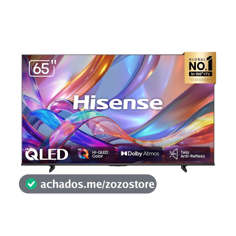 Hisense Smart TV 4K Hi-QLED 65" Polegadas 65QD68SG Hi-QLED com Tela Antirreflexo, Dolby Atmos, Processador AI, HDR 10+, 4K Upscale e Google TV