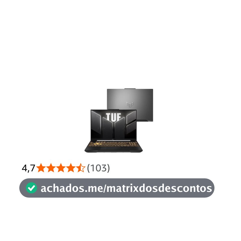 Notebook ASUS TUF Gaming F16 FX607VU RTX4050 Intel Core 5 210H 16Gb Ram 512Gb SSD Windows 11 Tela Nível IPS 16" LED 144Hz Gray - RL053W