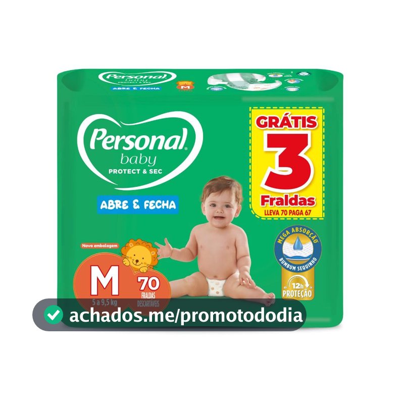Personal Fralda Protect E Sec M Hiper, 70 Unidades