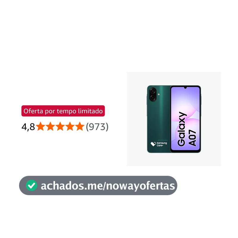Celular Samsung Galaxy A07 128GB, 4GB, Câm. 50MP, Tela 6.7"- Verde
