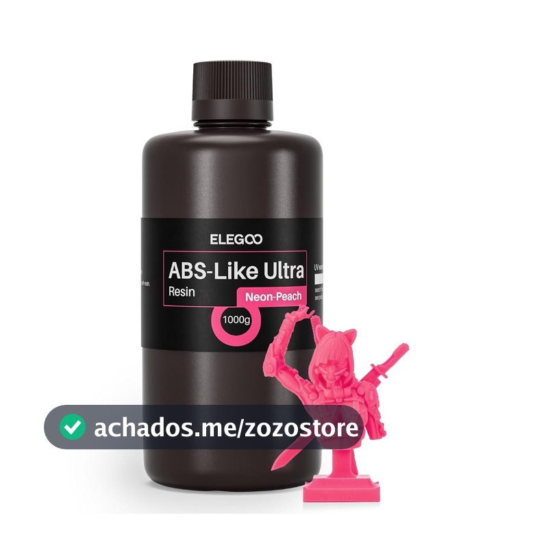 ELEGOO Resina ABS-Like Ultra com resistência e tenacidade extras, compatível com impressora 3D de resina MSLA/DLP/LCD, resina de impressora 3D perfeita para aplicação em ferramentas, Neon-Pêssego 1KG