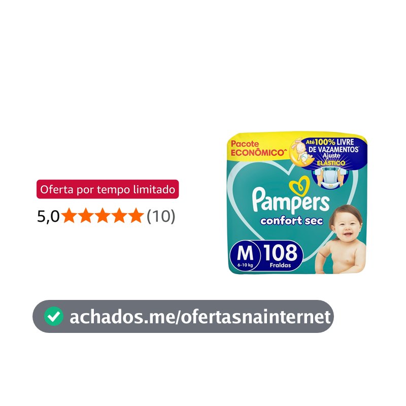 Fralda Pampers Confort Sec Tamanho M, 108 Unidades