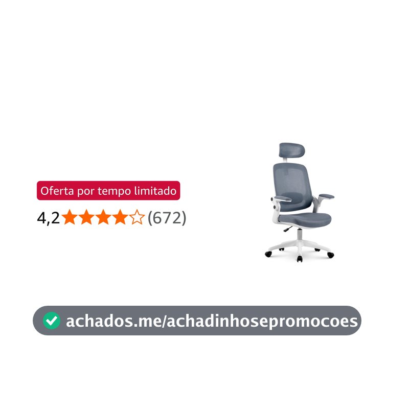 Elements Cadeira de Escritorio Ergonômica Astra com Apoio Lombar e Cabeça, Cinza/Branca