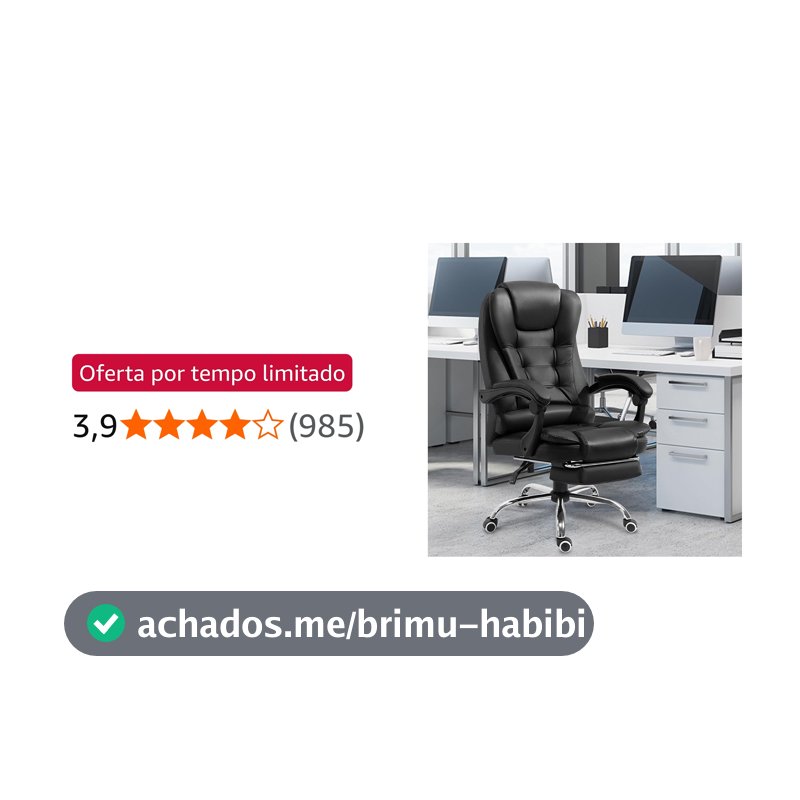 Cadeira De Escritório, Cadeira De Com Apoio Para Os Pés E Encosto Ajustável（Preto）