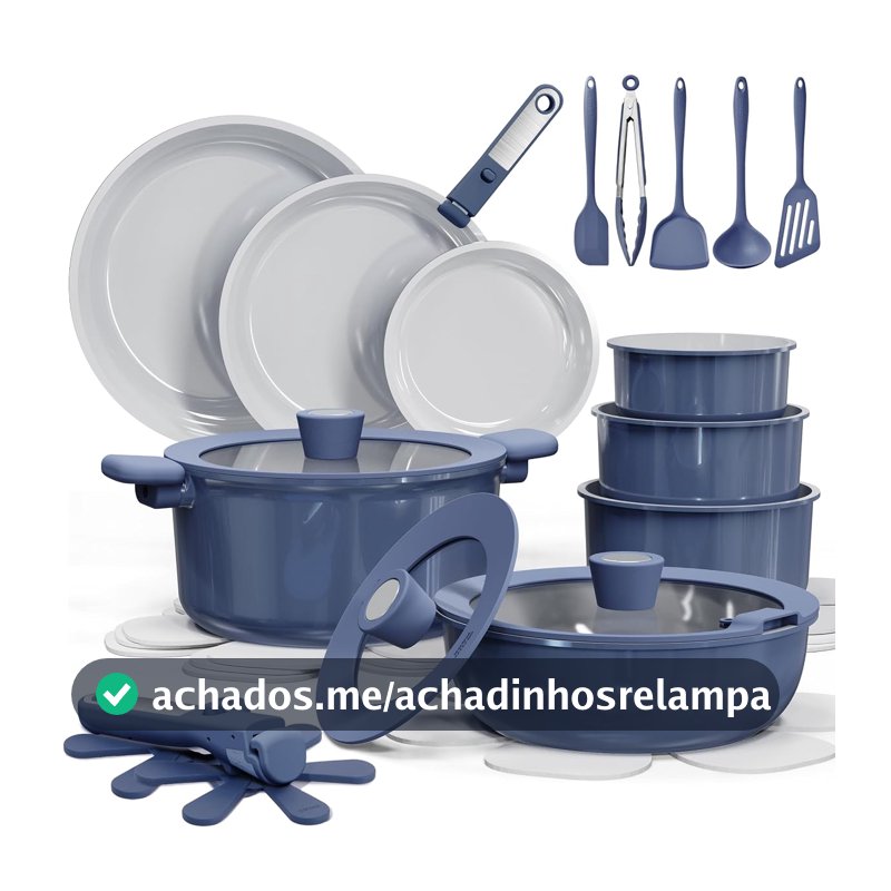 CAROTE Conjunto De Panelas De Cerâmica De 25 Peças, Conjunto De Panelas E Frigideiras Antiaderentes, Conjuntos De Panelas De Cozinha De Indução, Conjunto De Panelas Antiaderentes Para Trailers Com A