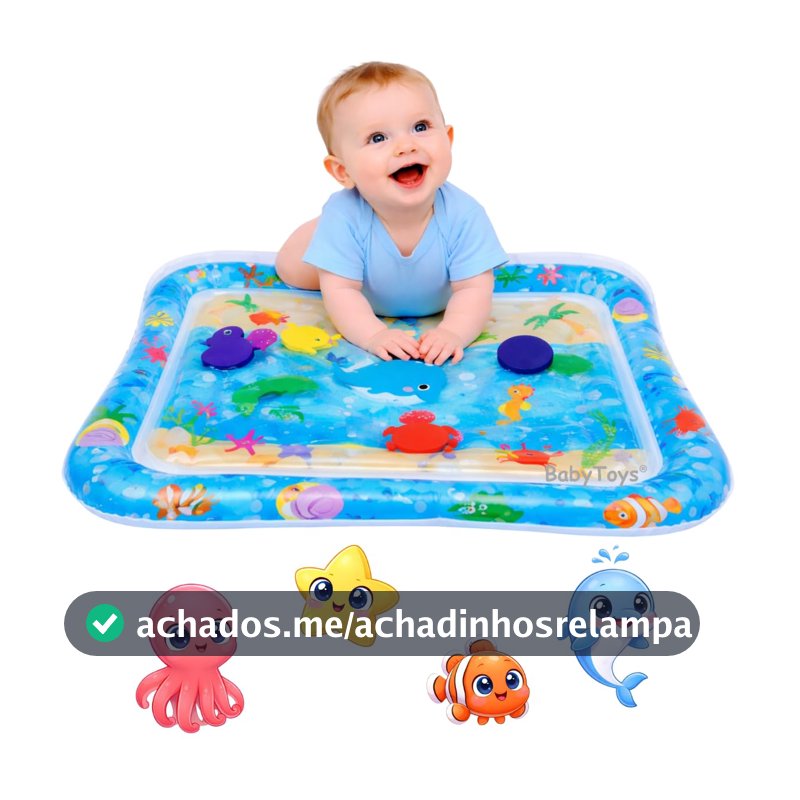 Tapete de Água Infantil Inflável Tummy Time Sensorial Desenvolvimento do bebê - Estimulação Cognitiva e Motora Baby Toys®