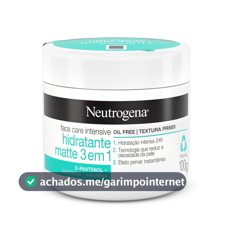 Creme Hidratante Facial Matte 3 em 1 Neutrogena, Sem Perfume, 100g