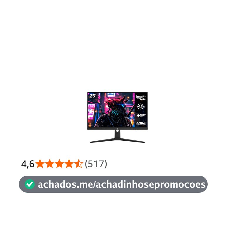 Haiz Monitor Gamer 25'' 144hz 0.5ms 1920x1080 Adaptative Sync FHD HDMI/DP IPS VESA