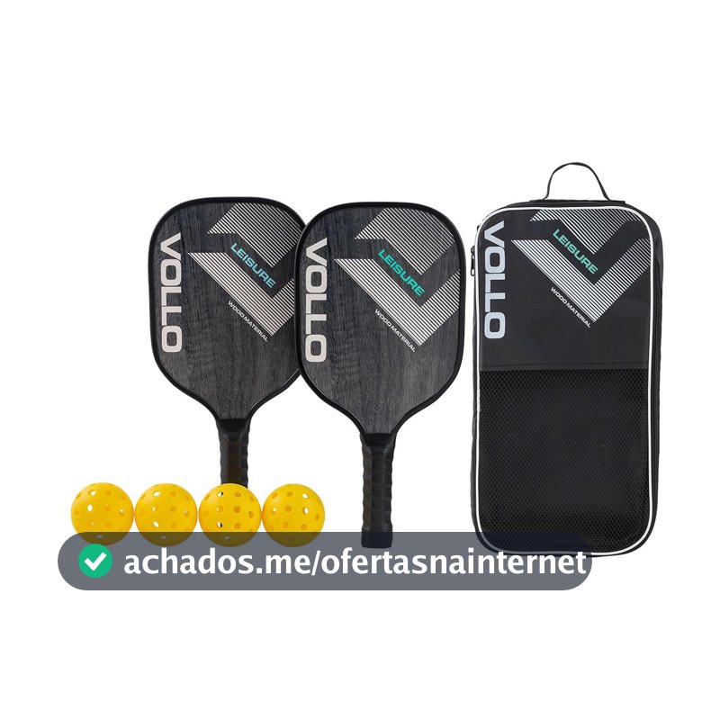 Kit Pickleball Lazer 2 Raquetes 4 Bolas e Bolsa Vollo