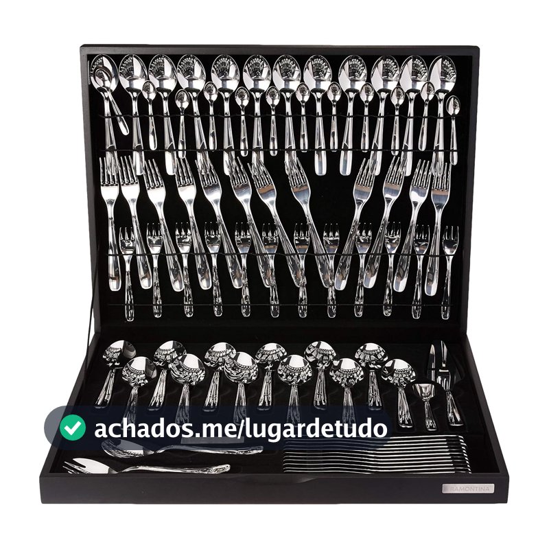Faqueiro Maresias Aço Inox com Estojo de Madeira, 76 Peças, Prata, Tramontina