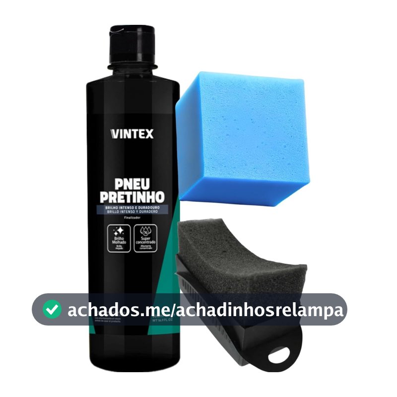 Vonixx Kit Pneu Pretinho 500ML Vintex Aplicador Pretinho com Esponja para Proteção e Brilho Intenso