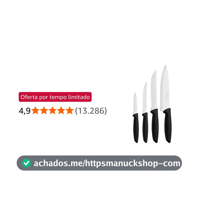 Tramontina JOGO FACAS INOX 4PC PLENUS PRE, Preto