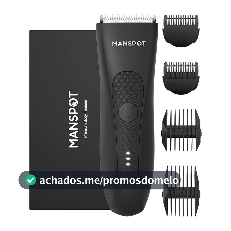 Aparador de Pelos Masculino Elétrico MANSPOT, Lâmina Cerâmica, Motor 7000 RPM, À Prova d'Água, para Corpo e Áreas Íntimas
