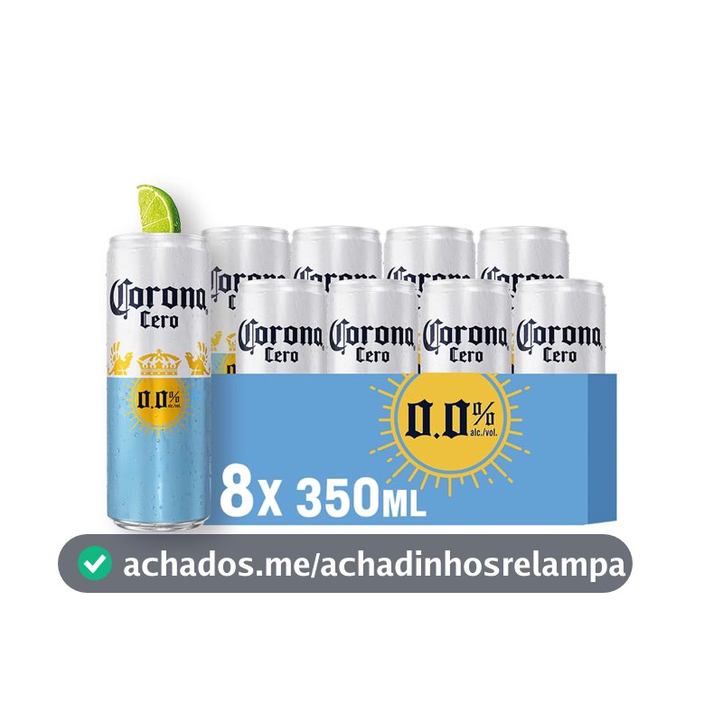 Cerveja Sem Álcool Corona Cero Sunbrew, Lata 350ml, Pack com 8 unidades