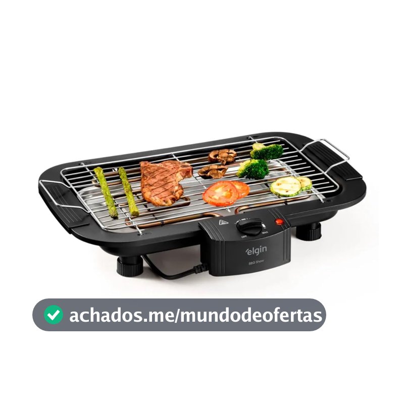Churrasqueira Elétrica De Mesa Bbq Show Elgin 110V Com controle de temperatura, bandeja anti-fumaça e grelha removível