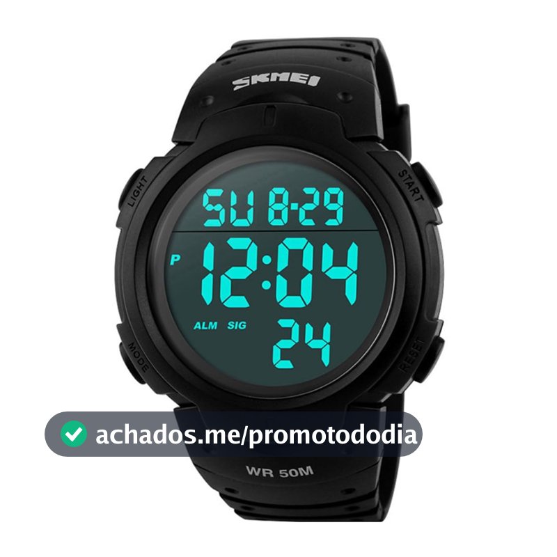 Relógio Masculino Skmei 1068 Á Prova D'água 50m Digital Esporte Shock Militar Preto