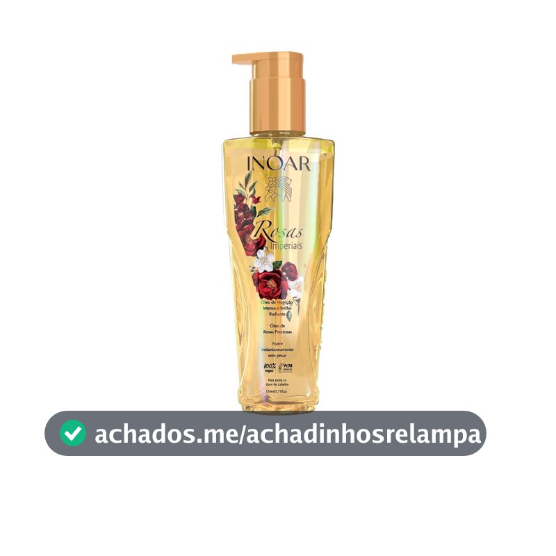 Inoar, Rosas Imperiais, Óleo Capilar, Nutrição Profunda e Frizz Controlado, Óleo de Macadâmia e Rosas, Para Todos os Tipos de Cabelo, 110ml