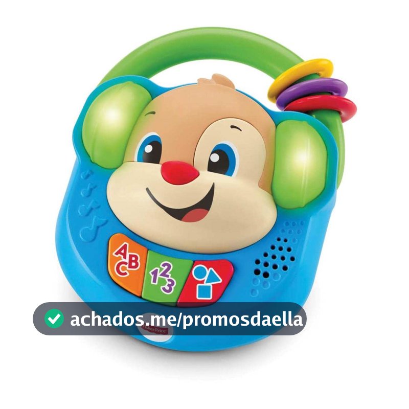 Brinquedo Musical Cante e Aprenda Bebês Fisher-Price. Ensina letras, formas, cores e números com músicas, luzes e alça. Ideal a partir dos 6 meses.