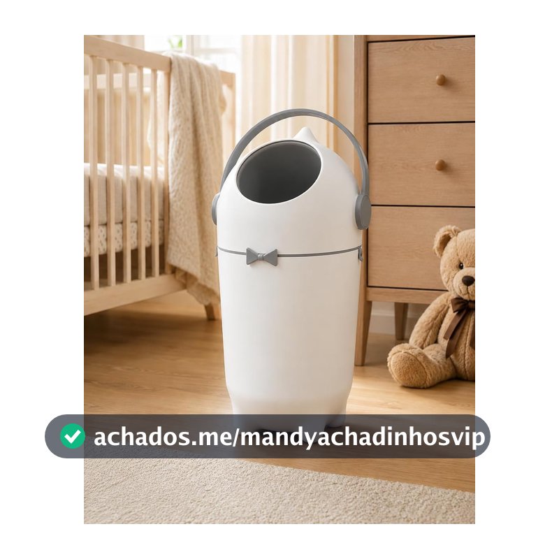 Lixeira para Fraldas Antiodor 10L com Sistema Giratório, Alça Prática e Vedação de Resíduos, Design Decorativo para Quarto de Bebê, Banheiro e Lavabo
