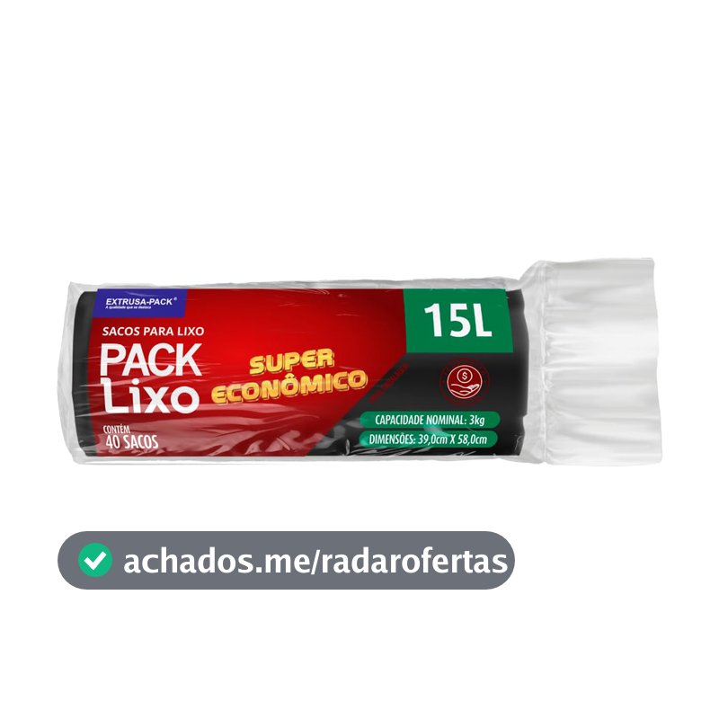 Sacos de Lixo PACK LIXO Super Econômico Preto 15 litros – Uso residencial diário, ideal para lixos leves em pequenas famílias