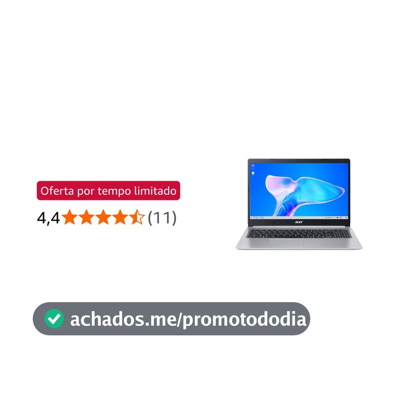 Acer Notebook Aspire 5 AMD Ryzen 5 5500U 16GB SSD 512GB 15.6" Full HD Linux Preto Alimentação CA Compatível c/ Mouse USB - A515-45-R478