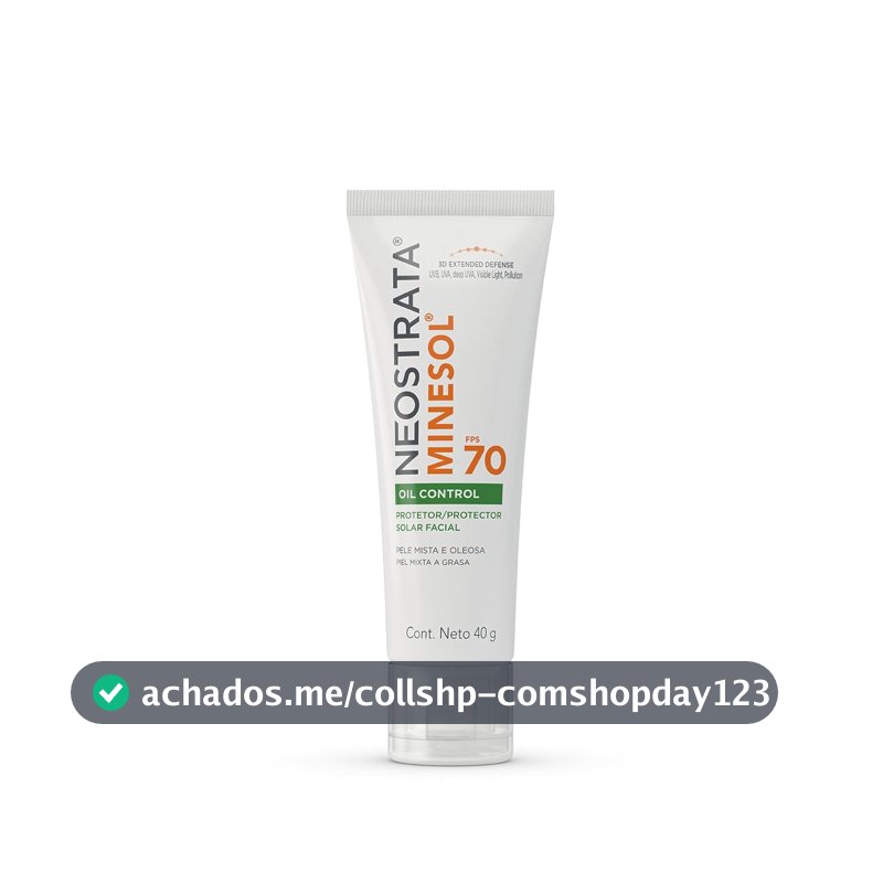 Protetor Solar Facial Minesol Oil Control, Sem Cor, FPS 70, 40g