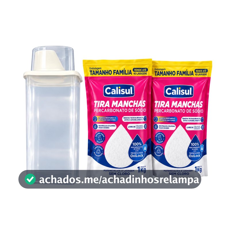 Kit 2 Calisul Tira Manchas com Pote Armazenador Percabonato de Sódio