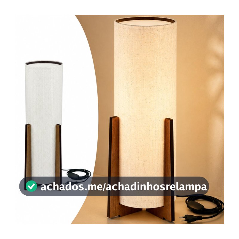 Luminária de chão Atlas 46x14 cm MDF imbuia Decoração Cúpula Sala Fiação 1,5