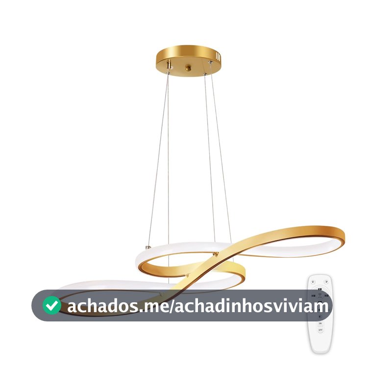 Luminária Pendente de LED Dourada, Moderna e Regulável 3000K-6000K