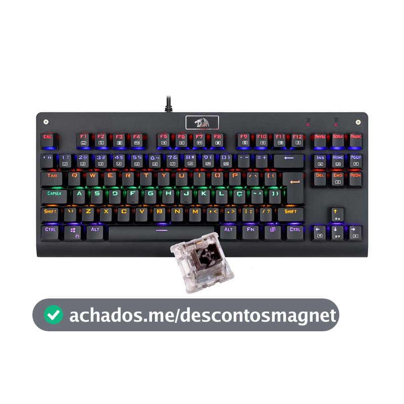 Teclado Mecânico Redragon Dark Avenger Preto Iluminação Rainbow Switch Marrom K568R