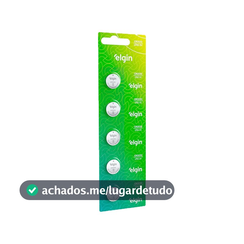 Bateria de Lítio CR2032 Cartela com 5 unidades 3v Elgin - Moeda
