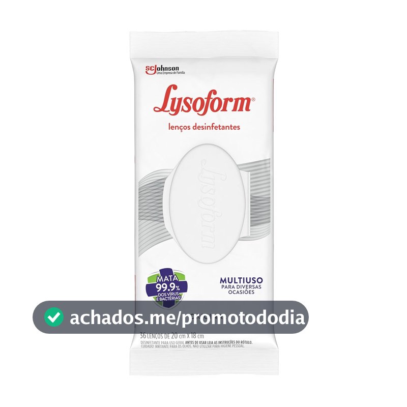 Lysoform Original, Lenço Umedecido Desinfetante, Multisuso, Desinfecção e Limpeza, 36 unidades