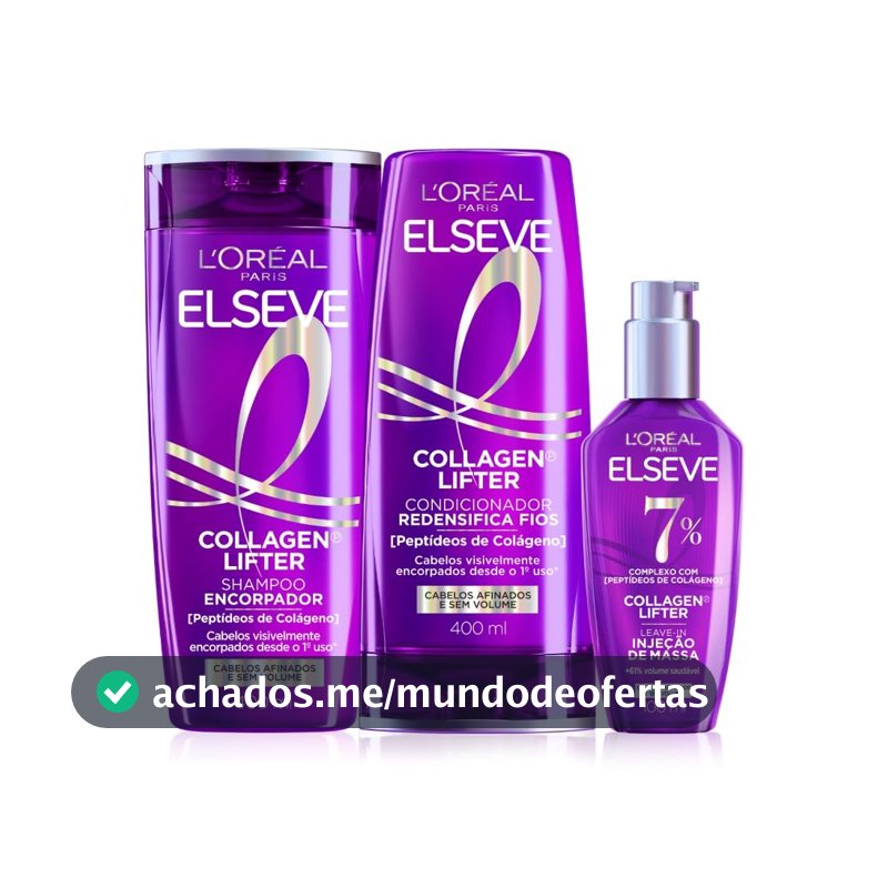 Shampoo Condicionador Sérum Elseve L'Oréal Colágeno 400ml+400ml+100ml