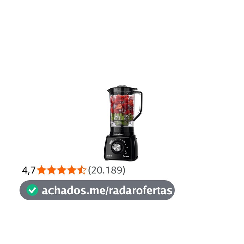 MONDIAL Liquidificador Turbo Power, Preto, 550W, 220V - L-99 FB