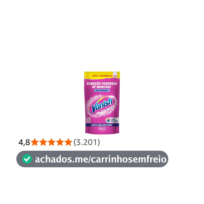 Tira Manchas Líquido Vanish Oxi Action Pink refil 500ml para Roupas Coloridas. Sem Cloro, Remove Manchas sem Danificar o Tecido, Preserva as Cores e Deixa as Roupas com Aparência de Novas
