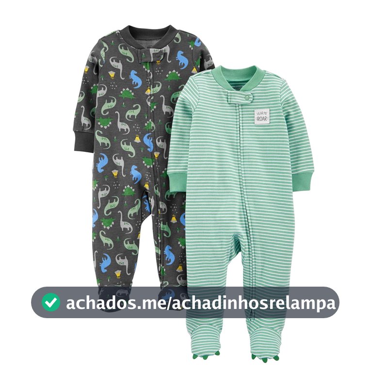 Macacão de dormir para bebês 2-pack 2-way Zip Cotton Footed Sleep and Play Simple Joys by Carter'sMeninos