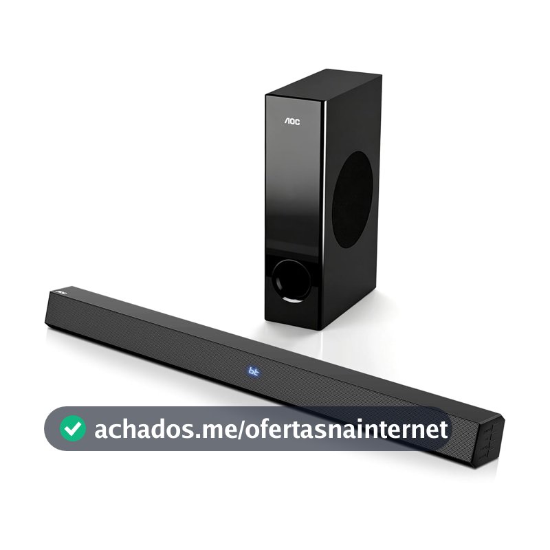 AOC ACS3410 Soundbar 2.1 Canais Home Theater - 3D Surround 360°, 85W, Subwoofer Incluso + Controle Remoto, Bluetooth+HDMI, Compatível com Diversos Dispositivos