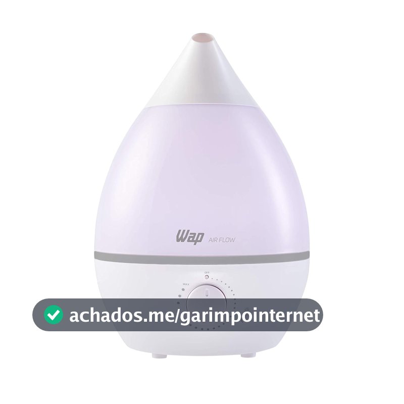 WAP Umidificador de Ar AIR FLOW com Luminária e Difusor de Aromas, 4 Litros, Autonomia de até 12 horas, 20W Bivolt