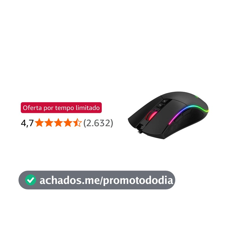 Havit Mouse Gamer MS1001S RGB Programável Macro, 7 Botões, 800-1600-2400-3200-4800-8000 DPI, USB, Design Ergonômico, Antiderrapante