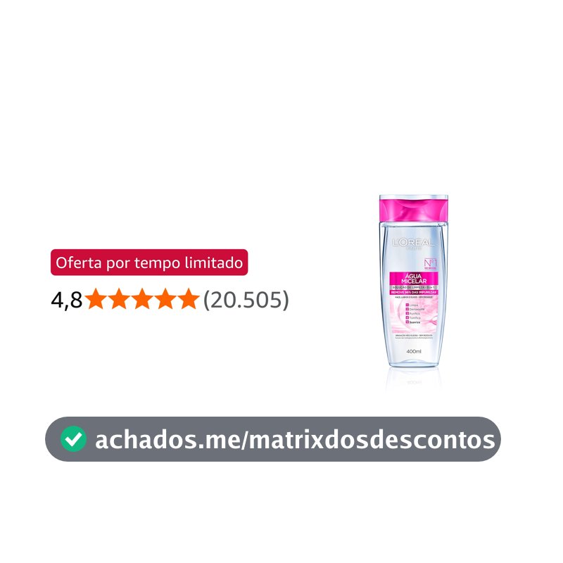 L'Oréal Paris Dermo Expertise, Água Micelar Purificante 5 em 1, 400ml