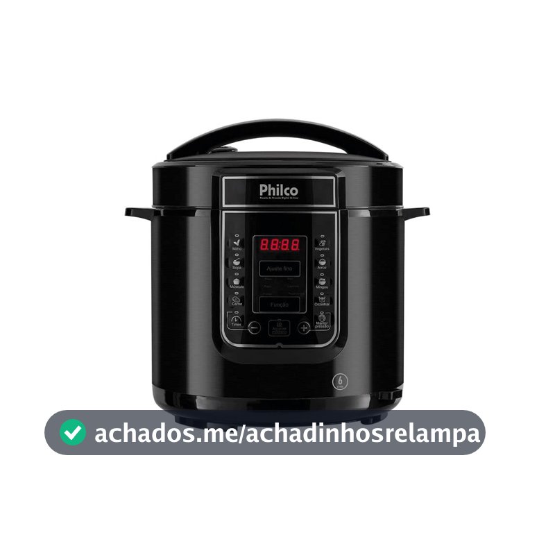Philco Panela de Pressão, Digital Inox Ppp01p, 6L, Preto, 110v