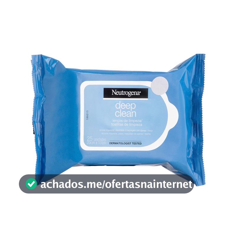 Lenços Demaquilantes Neutrogena Deep Clean, Hipoalergênicos, 25 Unidades
