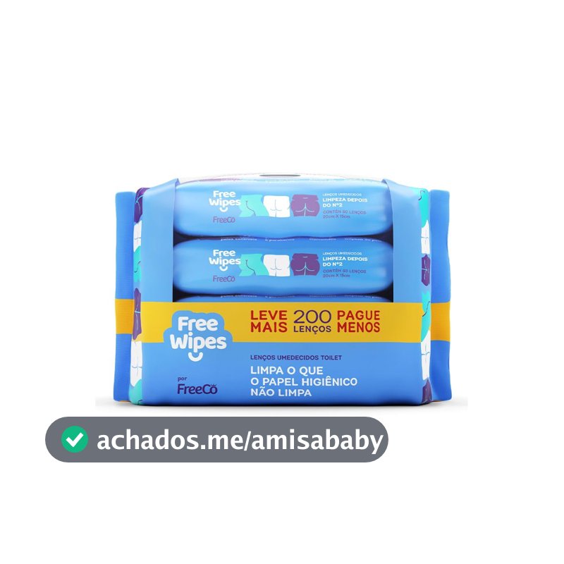 Free Wipes Lenço Umedecido Toilet Pack com 4 unidades