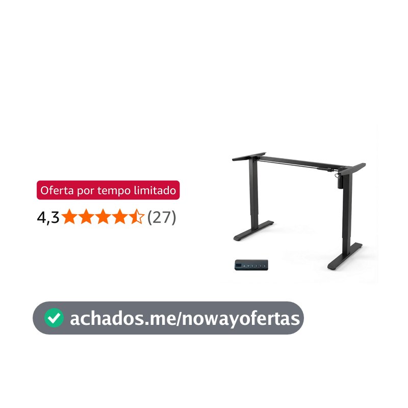 Estrutura de Mesa Elétrica Ajustável para Trabalho em Pé e Sentado – 3 Configurações de Memória, Altura de 72cm a 120cm, Base Ergonômica e Design Silencioso para 110v e 220v (preto)